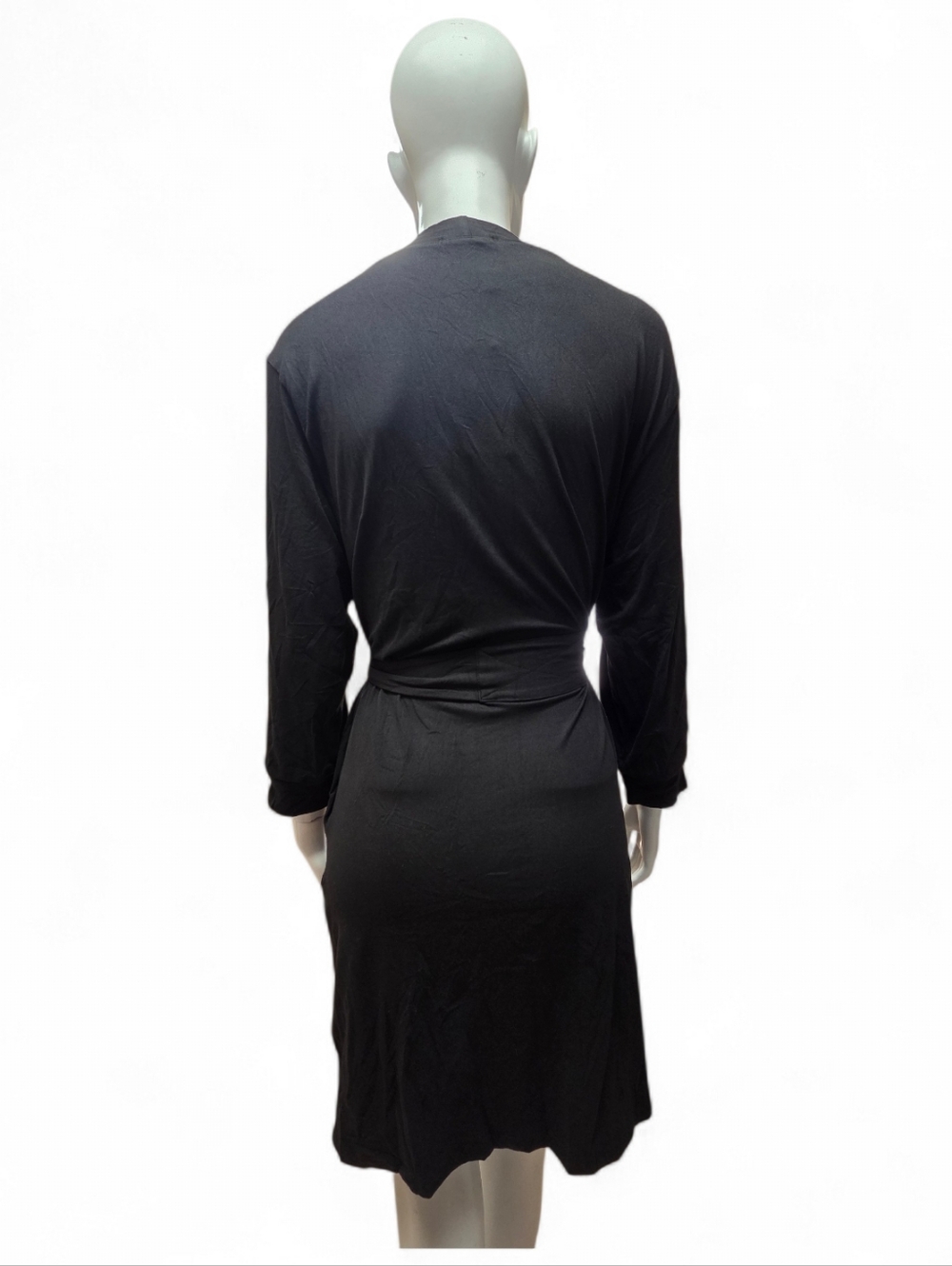Black Women's Wrap Robe - Soft Lightweight Bathrobe Pockets Medium - Picture 2 of 4